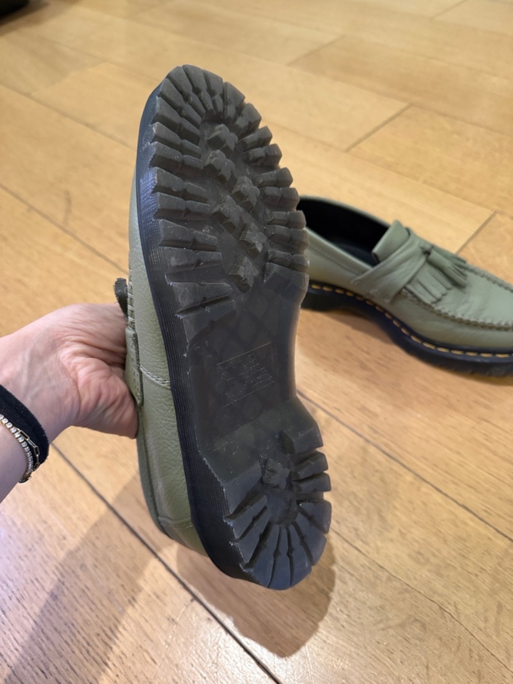Dr. Martens Olive Green Tassel Moccasin Loafers - Picture 3 of 5